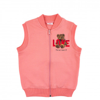 Ватиран елек в цвят праскова за момичета 