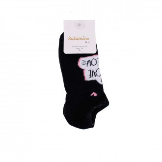 Детски къси чорапки в черно с апликации за момичета 