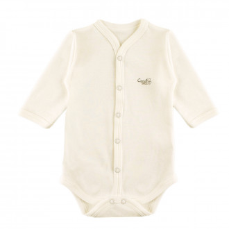 Бебешко боди от памучна материя в цвят екрю