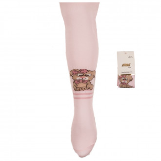 Детски памучен чорапогащник в розово с картинка 1