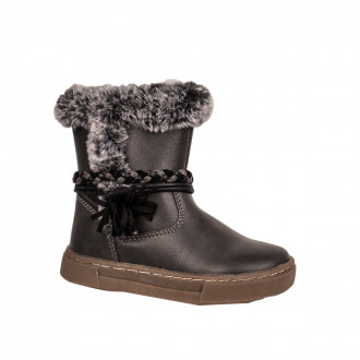 Зимни полуботушки с пухче в сиво