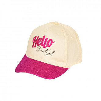 Лятна шапка за момичета "Hello" в бежово