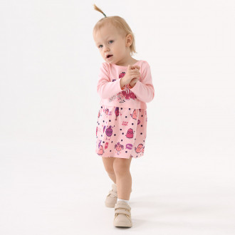 Бебешка трикотажна рокля в розово 1