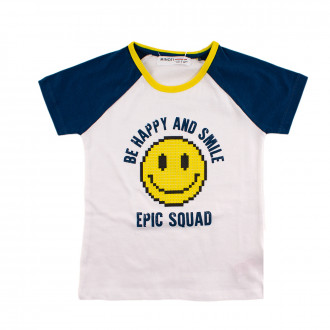 Детска тениска за момчета "Epic squad" в бяло и синьо