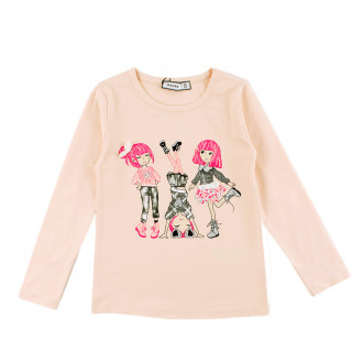 Блуза за момичета в цвят крем "Girls"