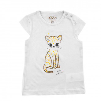 Тениска в бял цвят за момичета "Тигърче"