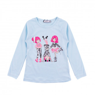 Блуза за момичета в светлосин цвят "Girls"