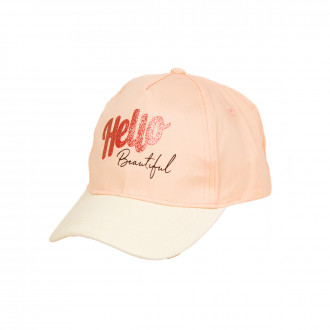 Лятна шапка за момичета "Hello" в цвят праскова