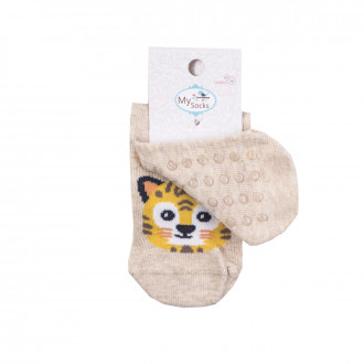 Къси чорапи със силиконови стъпки в бежово