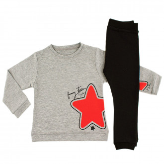 Комплект от памук в сив меланж и черно