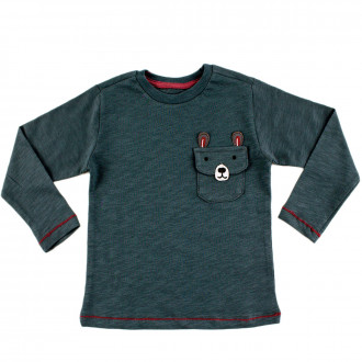Памучна блуза с джобче в графит (9 мес. - 4 год.) 1