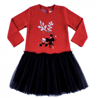 Плътна рокля "Руми" в червено и черно (2 - 5 год.) 1