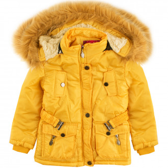 Зимно яке с колан в жълто за момичета (1 - 5 год.) 1
