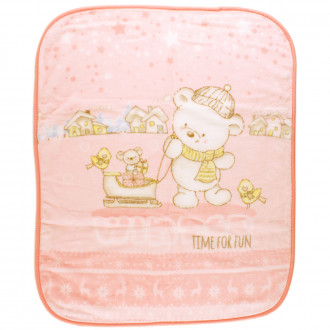 Бебешко одеяло с апликация в розово 80 х 100 см  1