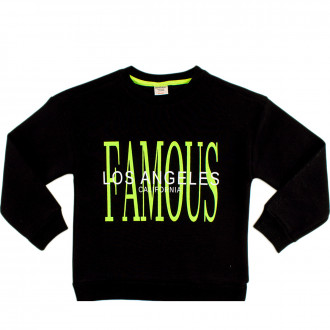 Блуза от триконечна вата за момичета в черно (5 - 9 год.)