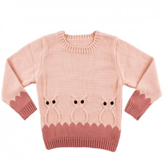 Пуловер с релефна апликация в опушено розово (1 - 6 год.) 1