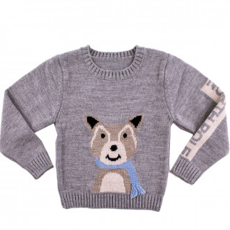 Детски пуловер в сив меланж с апликация