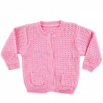 Бебешка плетена жилетка в розово (0 - 12 мес.)
