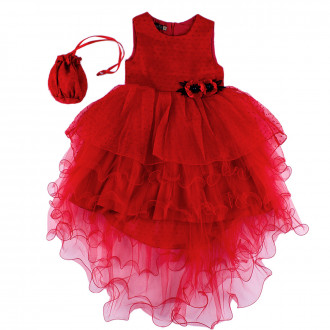 Официална рокля ''Събина" с чантичка в червено (5 - 8 год.) 1