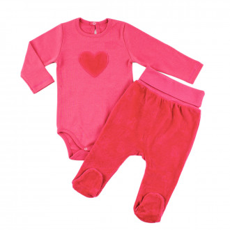 Комплект памучно боди и плюшени ританки