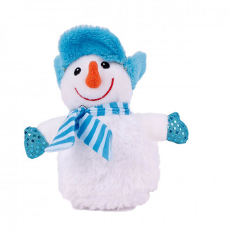 Снежен човек  с шапка и шалче в синьо 23 см.