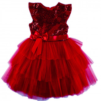 Коледна рокля с пайети "Party time" в червено (3 - 7 год.) 1
