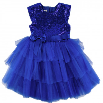 Празнична рокля с пайети "Party time" в синьо (3 - 7 год.) 1
