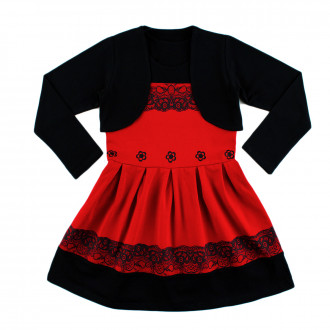 Трикотажна рокля с болеро ''Люба'' в червено (3 - 8 год.) 1