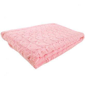 Плетено одеялце - пелена в розово 90 х 100 см 1