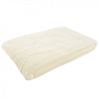 Плетено одеялце - пелена в екрю 90 х 100 см 1
