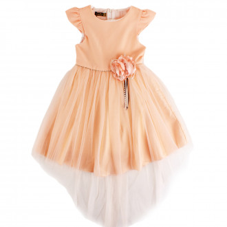 Официална рокля с тюл "Светла" в цвят праскова (5 - 8 год.) 1