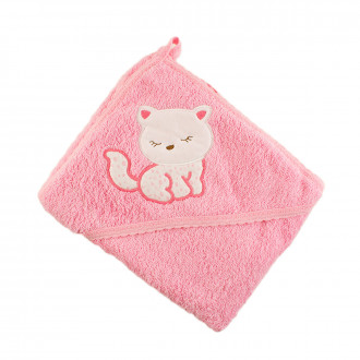 Бебешка хавлийка с качулка в розово 90/90 см