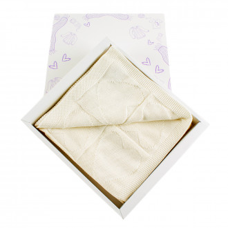 Плетена пелена - одеялце от 100% памук в цвят екрю  80 х 100 см 1