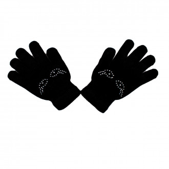 Детски ръкавици с камъчета в черно за момичета (16 - 18 см.)