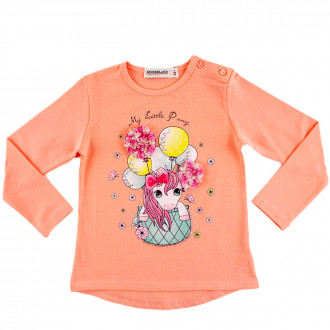 Блуза за момичета с 3D елементи в цвят праскова (1 - 5 год.) 1