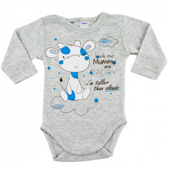 Боди от памучен рипс в сив меланж (0 - 24 мес.)
