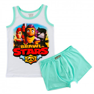 Комплект бельо в бяло и мента за момчета