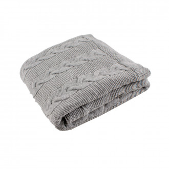 Плетено одеялце - пелена в сиво 90 х 100 см 1