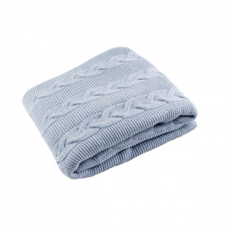 Плетено одеялце - пелена в светлосиньо 90 х 100 см 1
