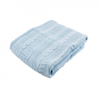 Плетено одеялце - пелена в синьо 90 х 100 см 1