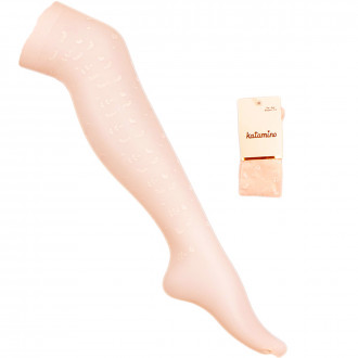 Фин фигурален чорапогащник в цвят пудра 1