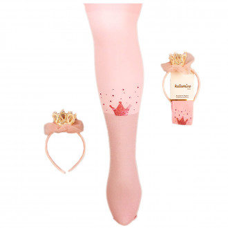 Комплект чорапогащник и диадема в розово 1