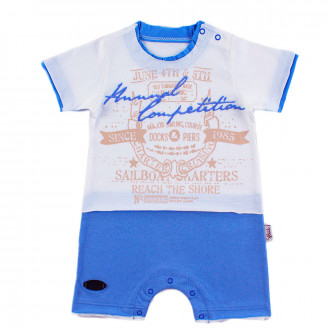 Летен гащеризон за момчета "Sailboat" в синьо (3 - 9 мес.)