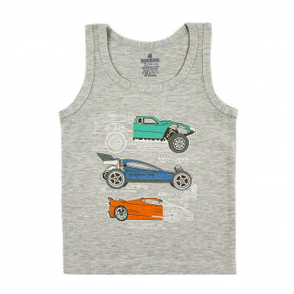 Потник за момчета в сив меланж " Състезателни коли"