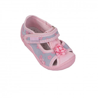 Анатомични дишащи текстилни обувки за момичета в сиво и розово 1