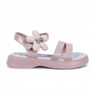 Анатомични лачени сандали "Flower" в пудра