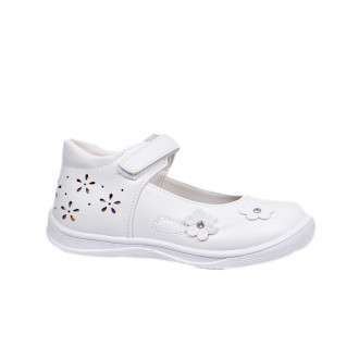 Анатомични обувки за момичета  в бяло с цветенца 1