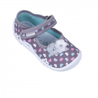 Анатомични дишащи текстилни обувки в сиво с цветчета