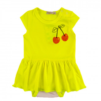 Бебешка боди-рокля "Cherry" в жълто