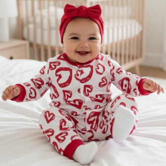 Бебешки  гащеризон с лента за глава "Love"